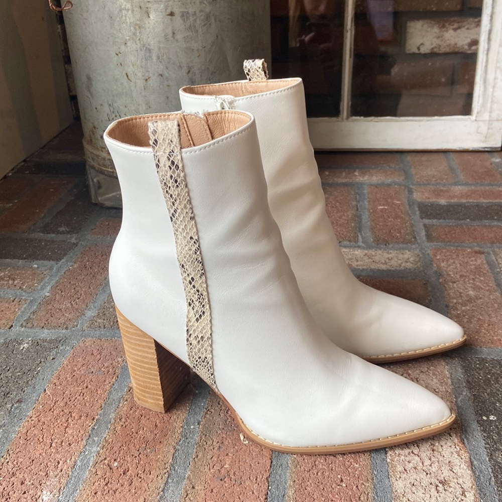 Grit and Grey IVORY Python Strip Booties